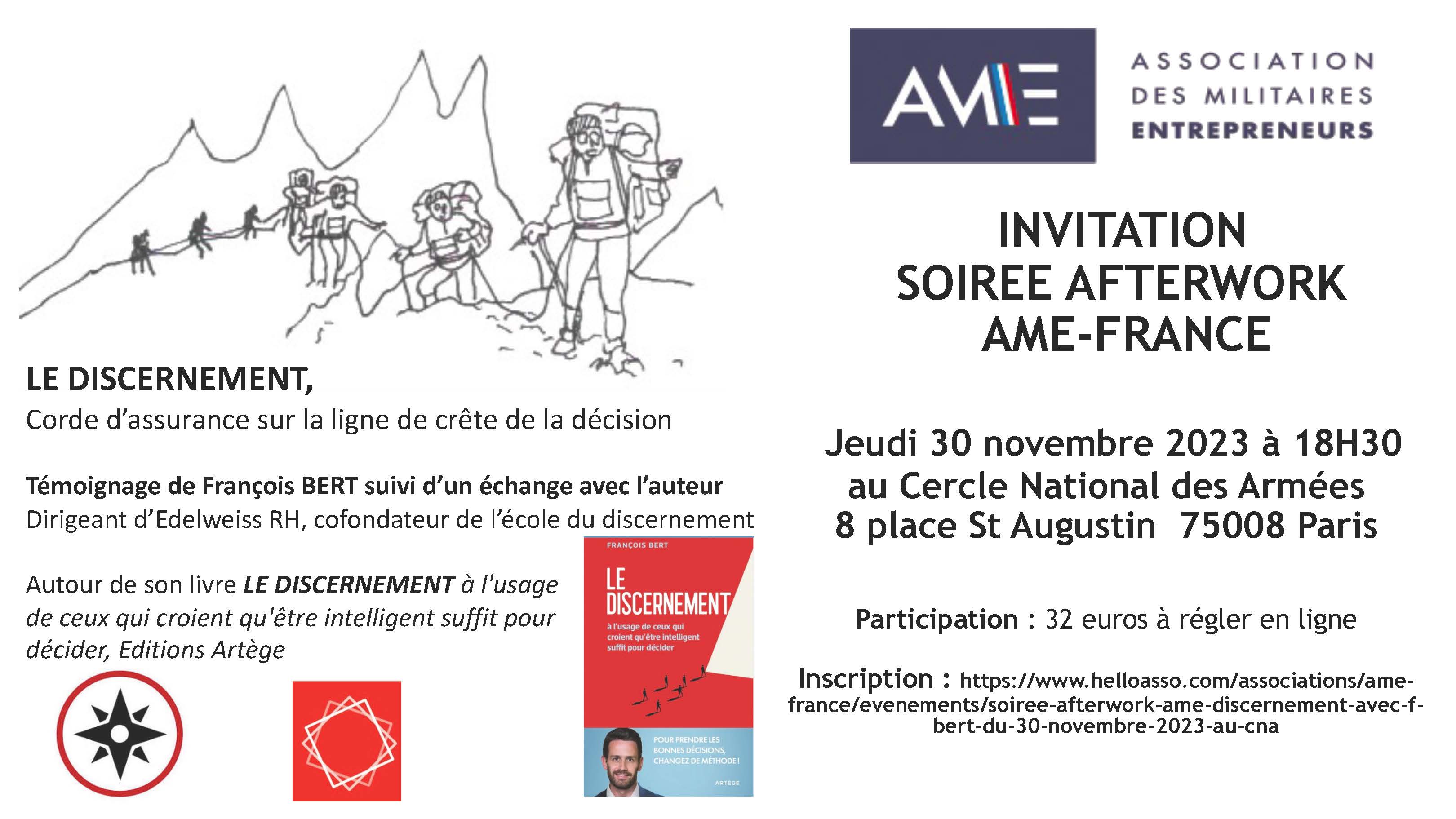 SOIRÉE AFTERWORK AME-FRANCE LE 30 NOVEMBRE 2023